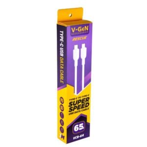 Kabel Data Type C To Type C V-GeN VCB-63 2 Meter VCB-64 3 Meter Super Fast Charging PD65W QC4.0+