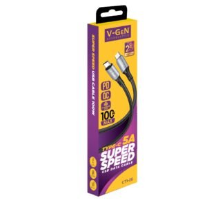 Kabel Data Type C to Type C V-GeN CT1-24 240W CT1-26 100W 5A Super Fast Charging PD3.1