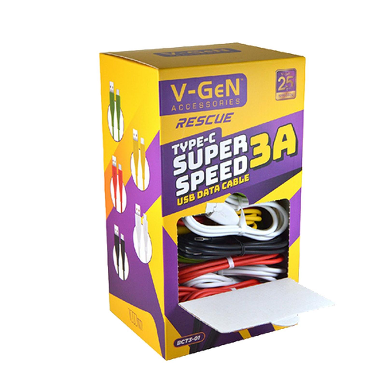 Kabel Data V-GeN Micro USB BCM3-01 2.1A Type C BCT3-01 3A Fast Charging QC3.0 1 Box Isi 30 pcs Kabel Bulat