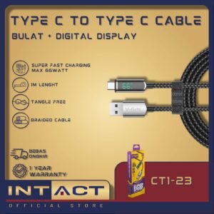 Kabel Data USB Type C V-GeN CT1-23 66W 5A Super Fast Charging PD3.1 480Mbps Data Transfer Digital Display 1 Meter