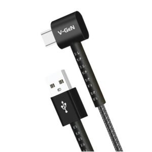 Kabel Data Gaming USB A To Type C V-GeN VGC-32 Fast Charging 3A QC3.0 L Shape Nylon 1 Meter