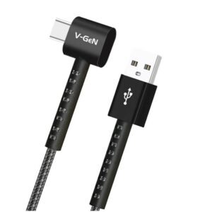 Kabel Data Gaming USB A To Type C V-GeN VGC-32 Fast Charging 3A QC3.0 L Shape Nylon 1 Meter