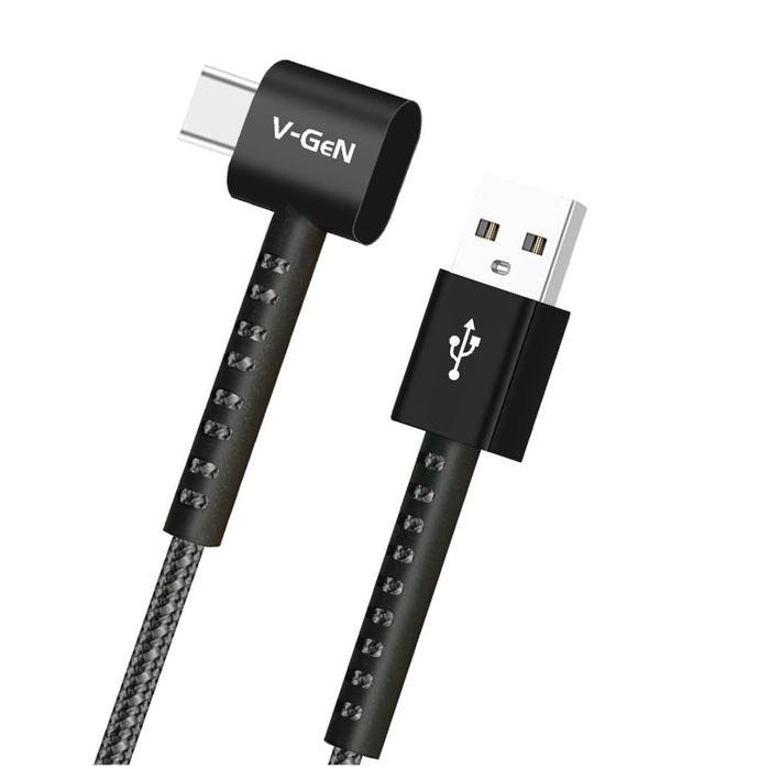 Kabel Data Gaming USB A To Type C V-GeN VGC-32 Fast Charging 3A QC3.0 L Shape Nylon 1 Meter - Image 2