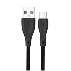 Kabel Data USB A To Type C V-GeN Rescue JCT2-02 JCT2-03 Nylon Fast Charging 2.4A QC3.0 1 Toples Isi 20 Pcs