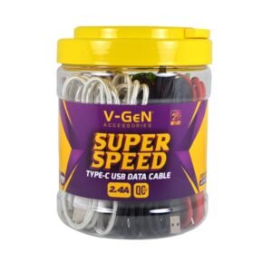 Kabel Data USB A To Type C V-GeN Rescue JCT2-02 JCT2-03 Nylon Fast Charging 2.4A QC3.0 1 Toples Isi 20 Pcs