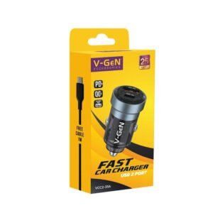 Car Charger V-GeN VCC2-20 VCC2-32 VCC2-35A 2 Port USB Fast Charging QC PD 20W 30W FREE Cable USB A to C