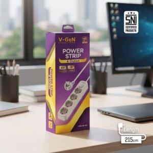 Power Strip V-GeN VPS-43 44 45 46 48 Stop Kontak 3/4/5/6 Lubang Socket Outlet EU Port SNI