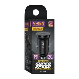 Car Charger V-GeN VCC1-06A VCC1-07A 1 Port USB QC3.0 18 Watt Type C PD 20 Watt