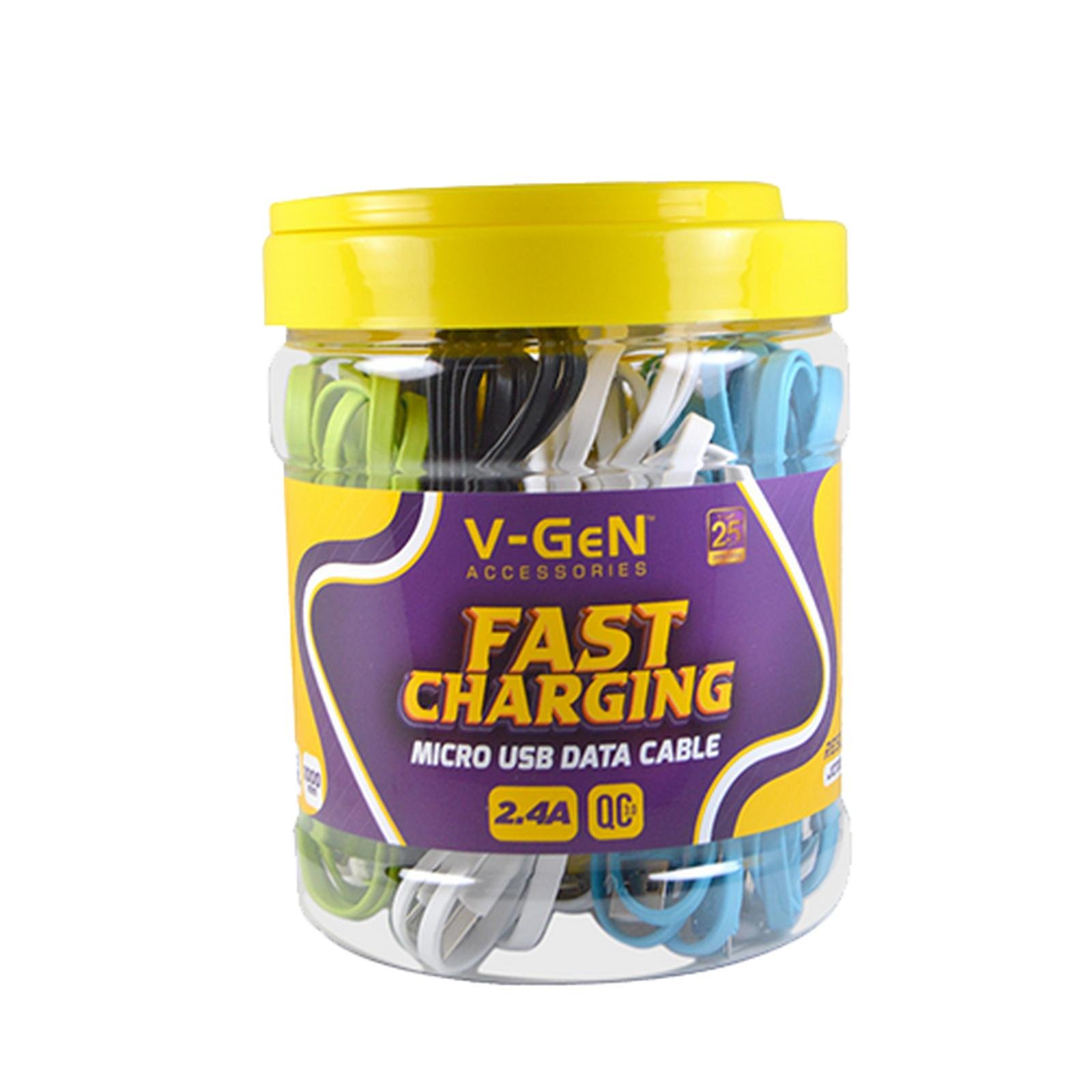 Kabel Data MicroUSB V-GeN JCM2-01 Pipih JCM2-02 Bulat JCM2-03 Nylon Fast Charging QC3.0 2.4A 1 Toples Isi 20 Pcs - Image 3
