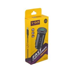 Car Charger V-GeN VCC2-20 VCC2-32 2 Port USB Fast Charging QC PD 20W FREE Cable USB A to C