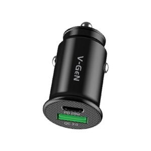 Car Charger V-GeN VCC2-20 VCC2-32 2 Port USB Fast Charging QC PD 20W FREE Cable USB A to C