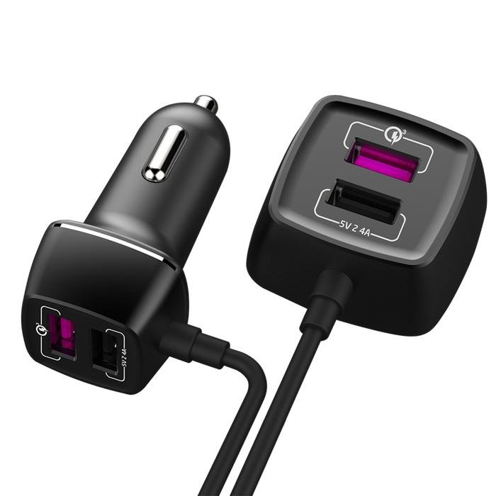 Car Charger V-GeN VCC4-02 4 Port USB Fast Charging QC3.0 18W FREE Cable MicroUSB - Image 3