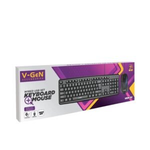Wired USB Set Keyboard + Mouse V-GeN VKM-02 1000 DPI 104 Keys 1500mm Length