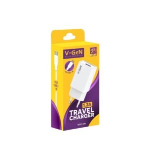 Adaptor Travel Charger V-GeN VTC1-34 1.2A 1 Port USB FREE MicroUSB Cable