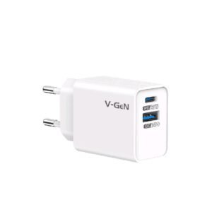 Adaptor Travel Charger V-GeN VTC2-39 Dual Port USB A Type C Super Fast Charging QC3.0 PD 25Watt