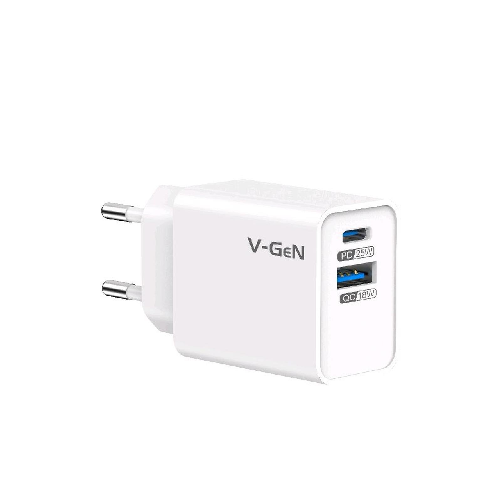 Adaptor Travel Charger V-GeN VTC2-39 Dual Port USB A Type C Super Fast Charging QC3.0 PD 25Watt - Image 2