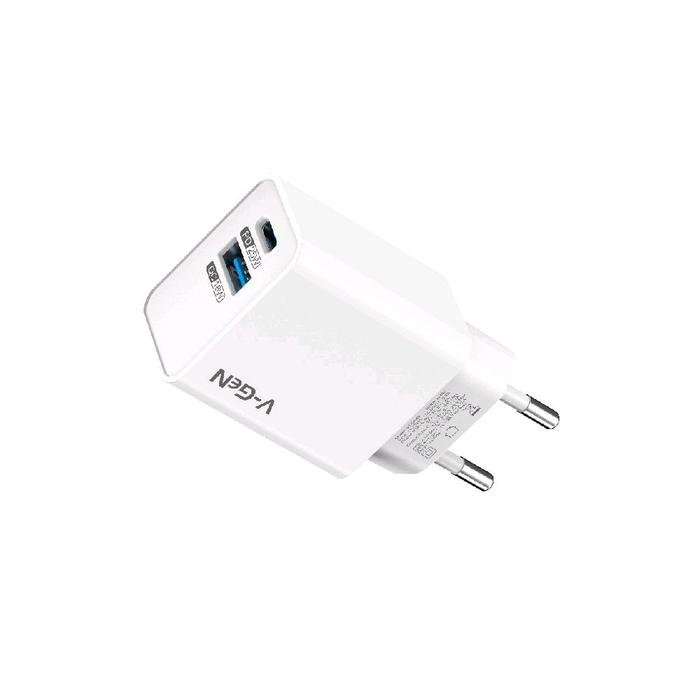 Adaptor Travel Charger V-GeN VTC2-39 Dual Port USB A Type C Super Fast Charging QC3.0 PD 25Watt - Image 3