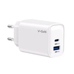 Adaptor Travel Charger V-GeN VTC2-40 45W VTC2-42 65W Dual Port USB A Type C Super Fast Charging VOOC QC3.0 PD FREE Cable C to C
