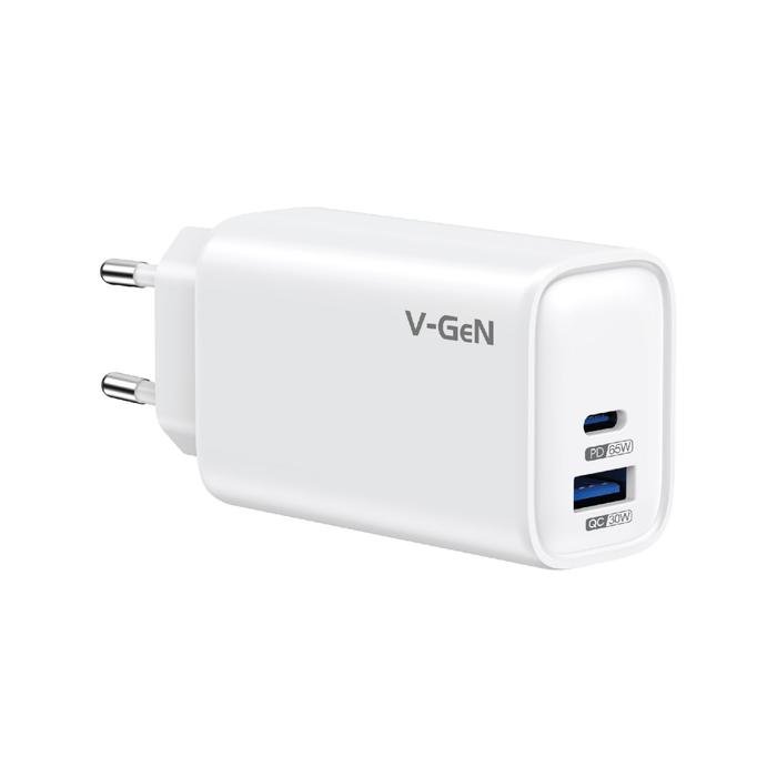 Adaptor Travel Charger V-GeN VTC2-40 45W VTC2-42 65W Dual Port USB A Type C Super Fast Charging VOOC QC3.0 PD FREE Cable C to C - Image 3