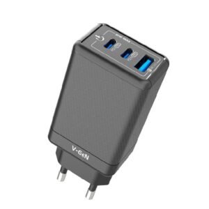 Adaptor Travel Charger V-GeN VTC3-03 Super Fast Charging QC3.0 2 Port Type C 1 USB A PD 65W FREE Cable C to C